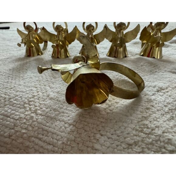 Vintage Christmas Brass Angel with Horn Napkin Holders, set of 6. - Picture 4 of 5